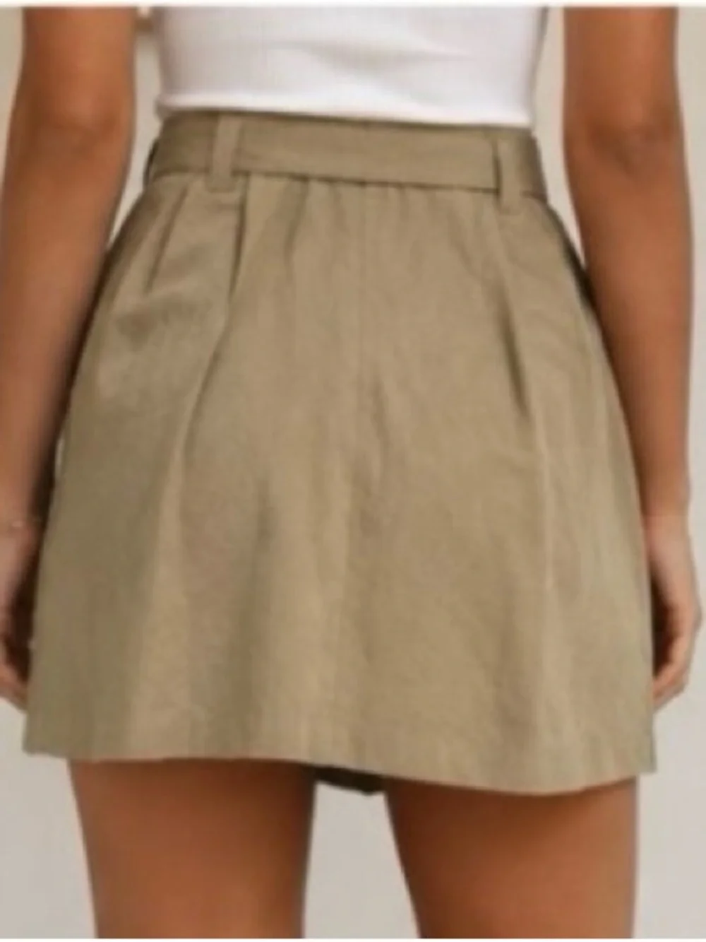 A New Day Tan Paperbag Waist Belted Mini Skirt L ✨
